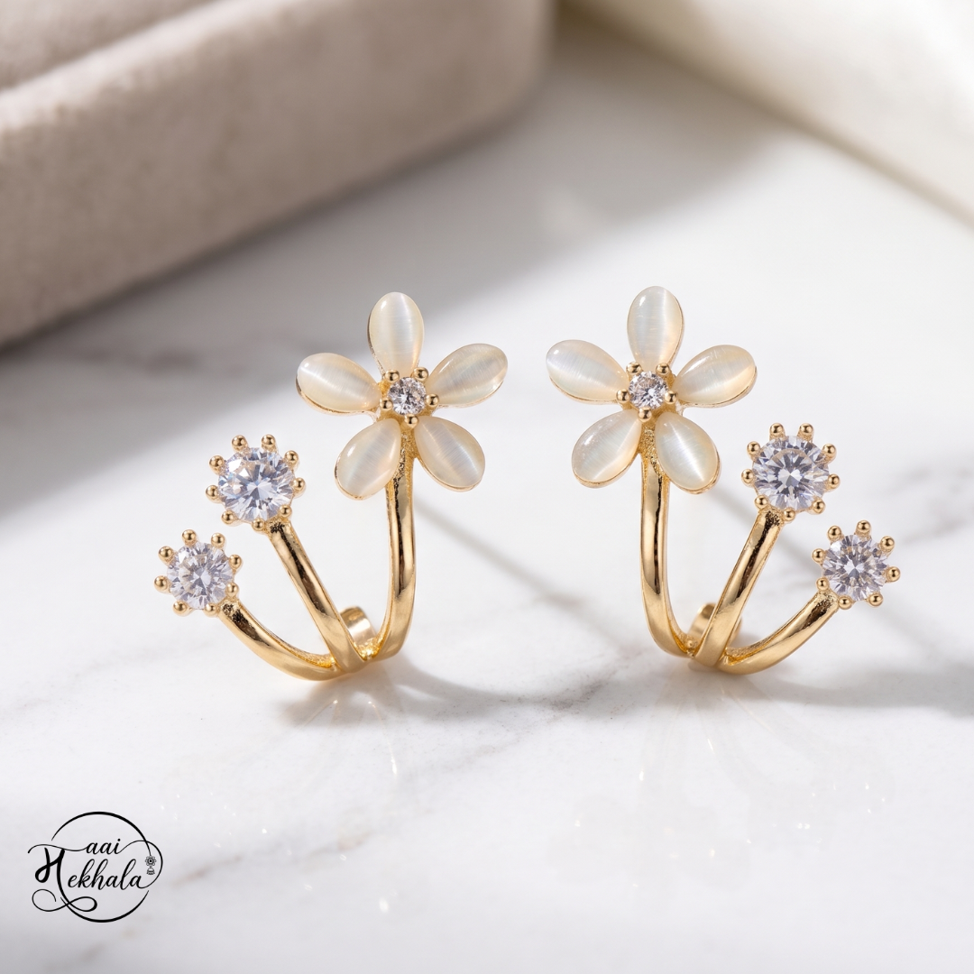 Maai Mekhala Daisy Glow Earrings – Floral Crystal Statement Earrings