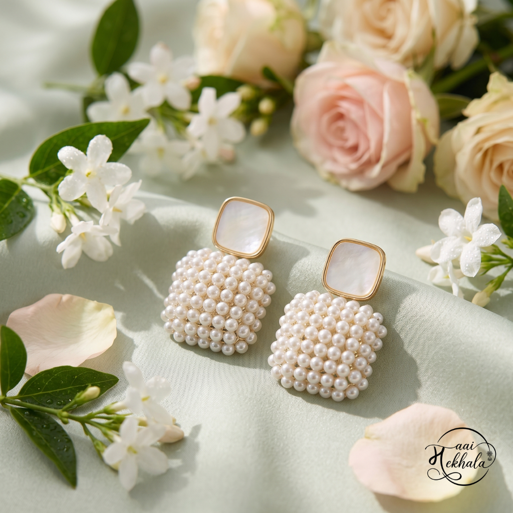 Maai Mekhala Pearl Muse Earrings – Textured Pearl Statement Studs