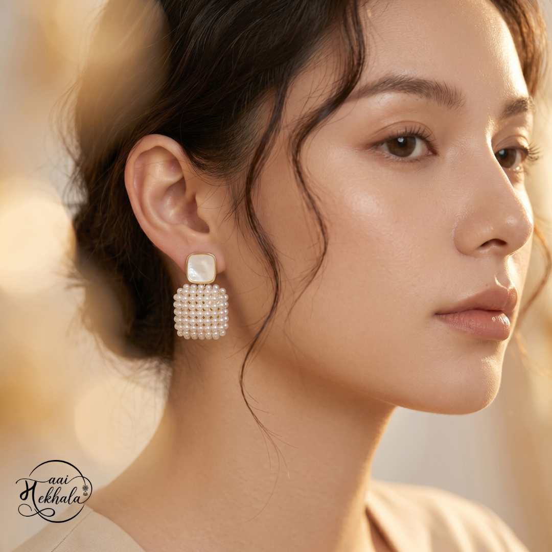 Maai Mekhala Pearl Muse Earrings – Textured Pearl Statement Studs