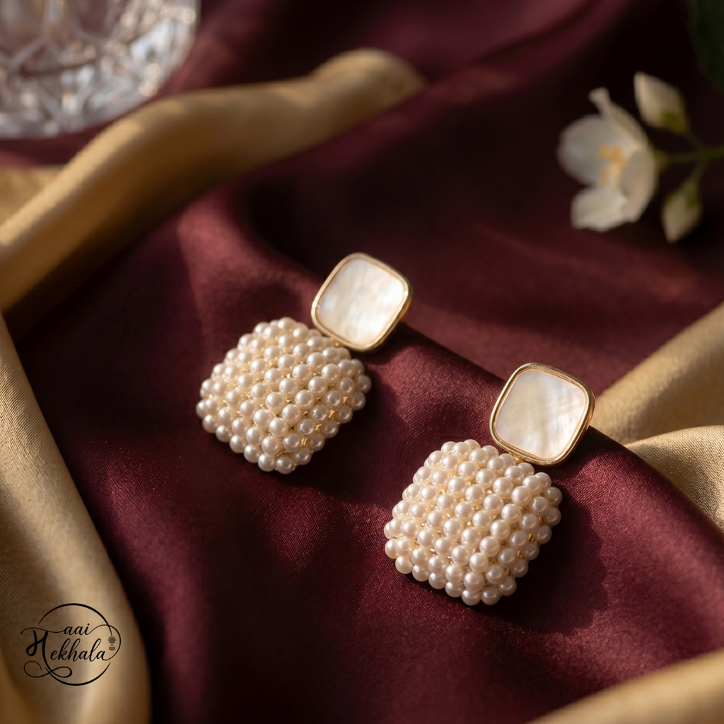Maai Mekhala Pearl Muse Earrings – Textured Pearl Statement Studs