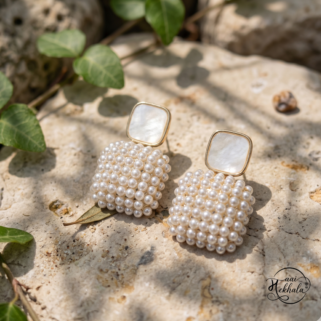 Maai Mekhala Pearl Muse Earrings – Textured Pearl Statement Studs