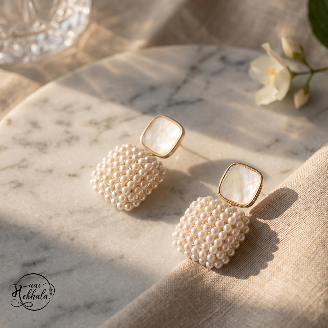 Maai Mekhala Pearl Muse Earrings – Textured Pearl Statement Studs