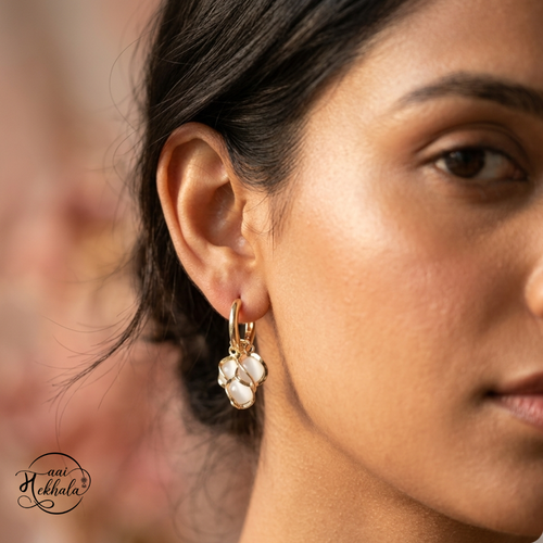 Maai Mekhala Luna Drop Earrings – Elegant Gold & Ivory Charm Earrings