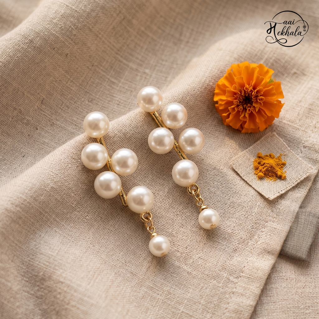 Maai Mekhala Pearl Vine Earrings – Elegant Multi Pearl Drop Earrings
