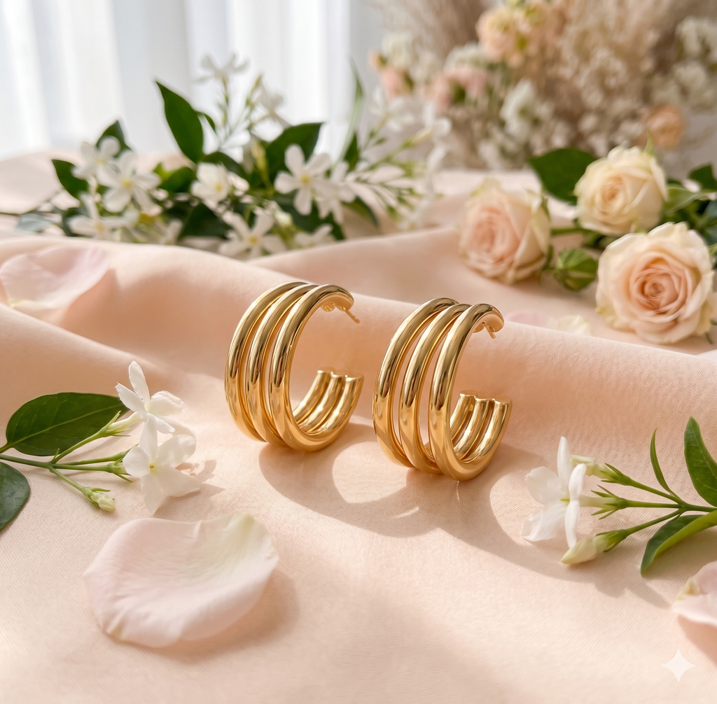 Maai Mekhala Aura Hoop Earrings – Chunky Layered Gold Hoops