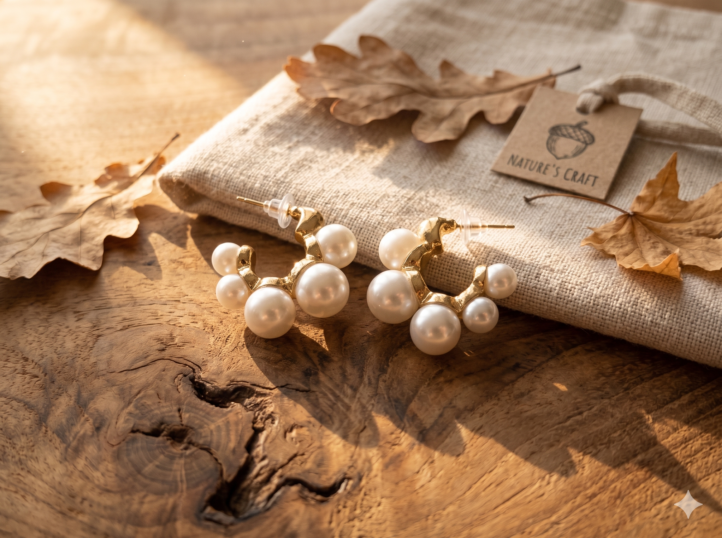 Maai Mekhala Pearl Halo Hoops – Textured Gold Pearl Statement Earrings