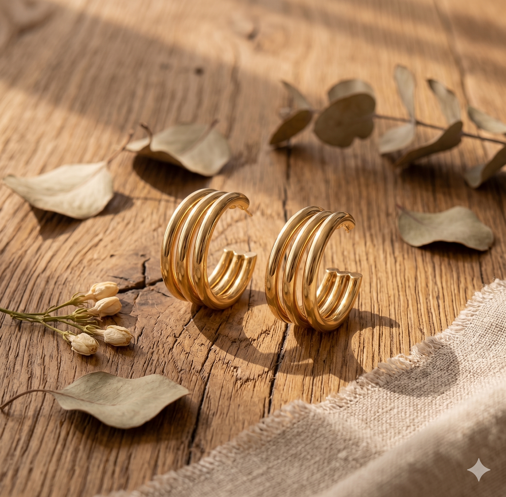 Maai Mekhala Aura Hoop Earrings – Chunky Layered Gold Hoops