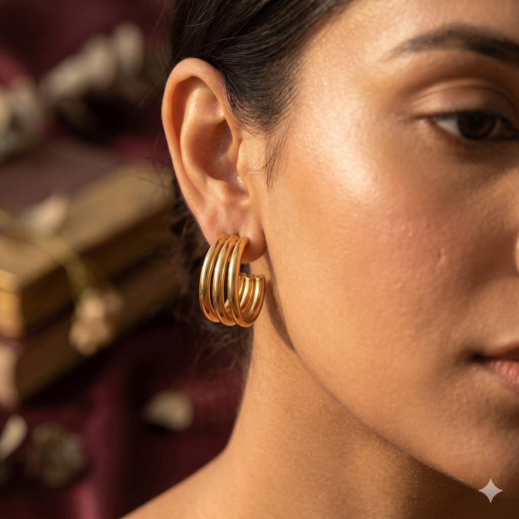 Maai Mekhala Aura Hoop Earrings – Chunky Layered Gold Hoops
