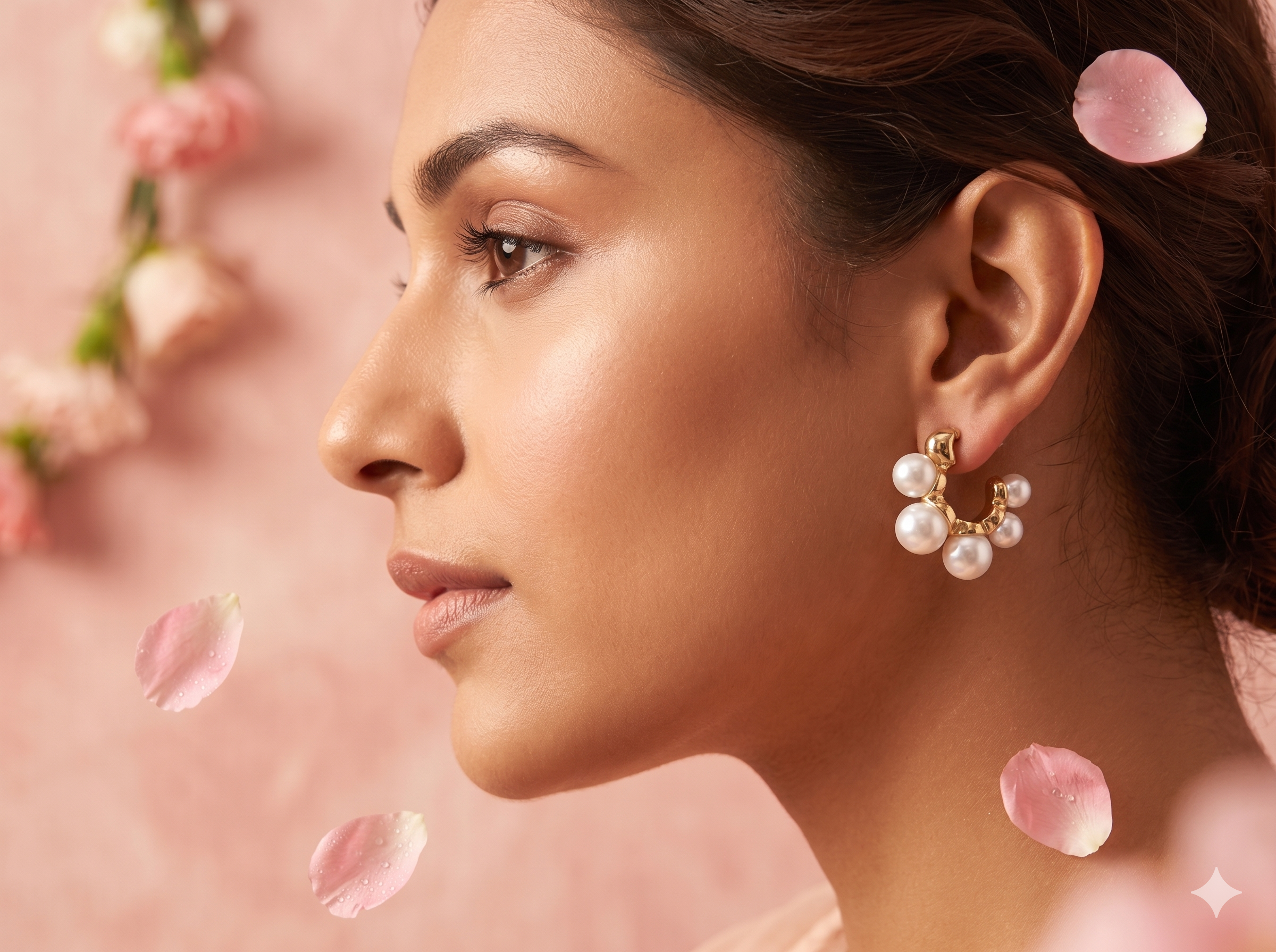 Maai Mekhala Pearl Halo Hoops – Textured Gold Pearl Statement Earrings