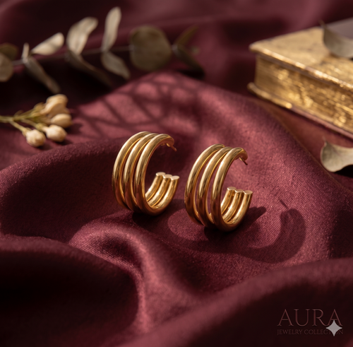 Maai Mekhala Aura Hoop Earrings – Chunky Layered Gold Hoops
